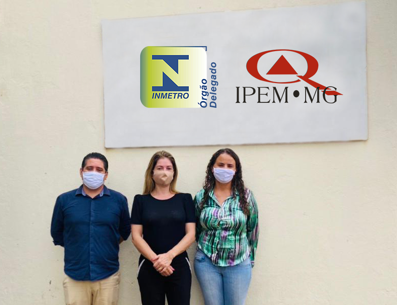 Luiz Marcelo (diretor de Metrologia e Qualidade), Melissa (diretora-geral) e Fabrícia (gerente da Regional Montes Claros). Foto: Divulgação / Ipem-MG 